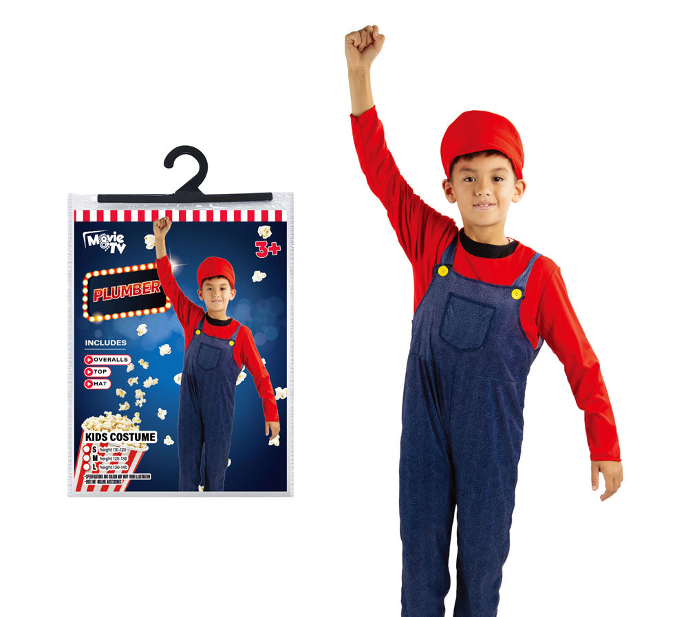 Costume Red Plumber Overalls Kids