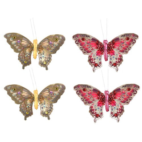 2pk Champagne and Burgundy Butterflies Assorted