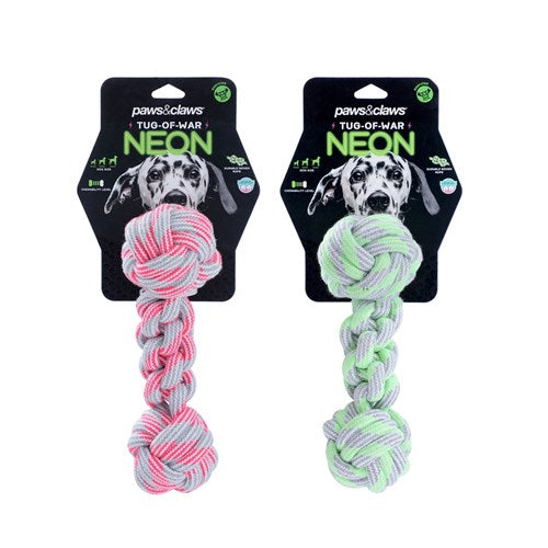 Paws & Claws Neon Tug-Of-War Dumbell Tugger Toy