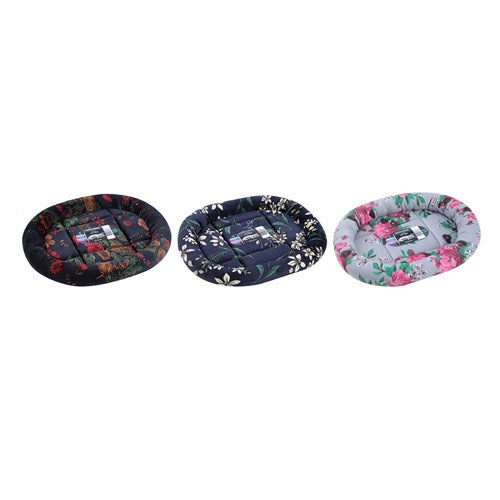 Floral Cat Bed Oval 3 Assorted 42x36x4cm