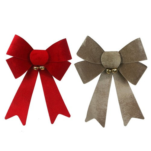32cm Red and Champagne Velvet Bow Assorted