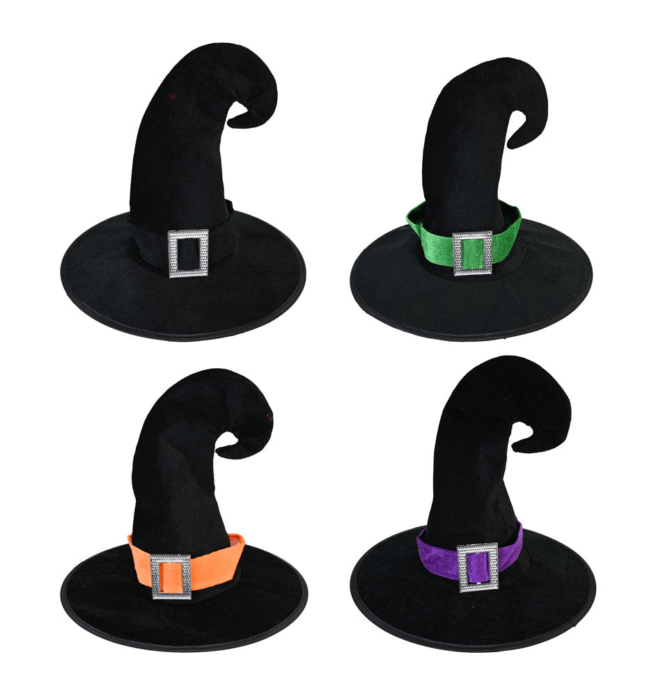 Witch Hat with Coloured Buckle Asst