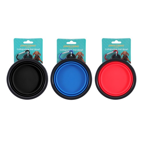 Collapsible Pet Travel Bowl 350ml 13x13x5.5cm 3 Assorted