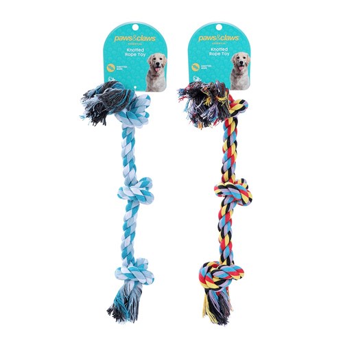 Paws & Claws Knotted Rope Toy 35x1.6cm Assorted