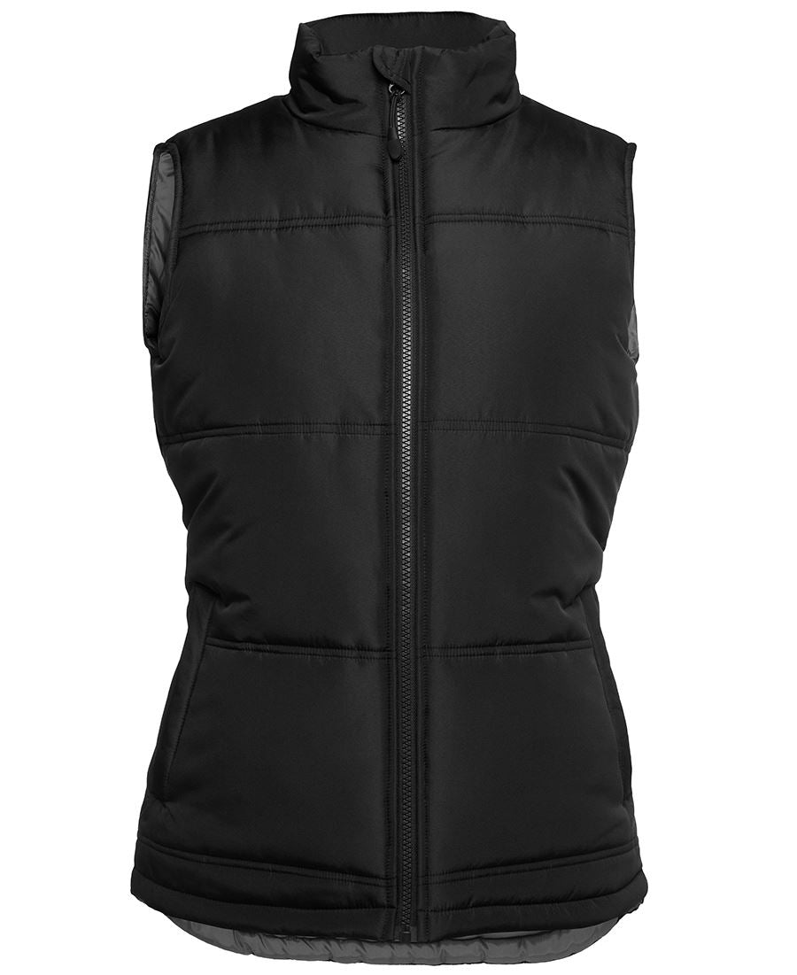JB's Wear Ladies Adventure Puffer Vest - Black/Grey