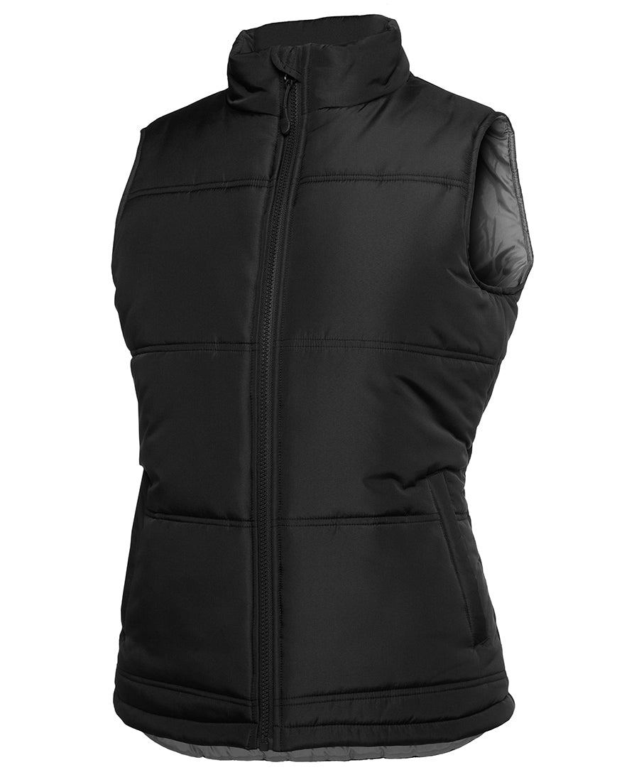 JB's Wear Ladies Adventure Puffer Vest - Black/Grey