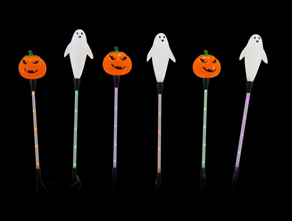 Solar Ghost and Pumpkin Pathway Light 6pk