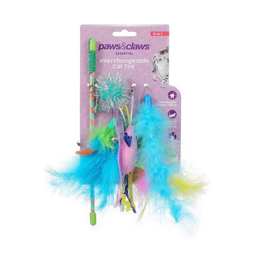 5-in-1 Interchangeable Cat Dangler Toy – 43cm