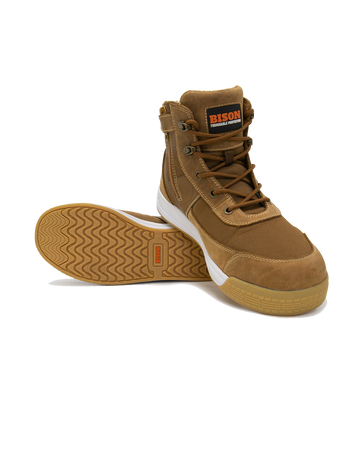 BISON Dune Zip Side Lace Up High Top Safety Shoe