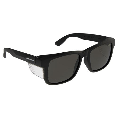 Safety Glasses Frontside Smoke Lens with Black Frame