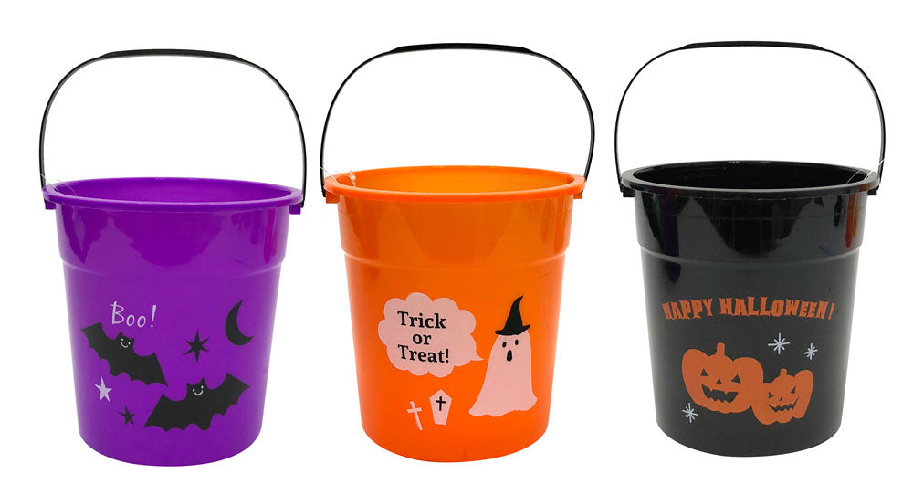 Trick or Treat Bucket with Handle 15cm Asst