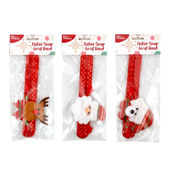 Wrist Band Novelty Xmas 3 Asst