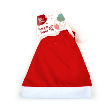 Hat Santa Xmas Plush Basic Kids Size Red