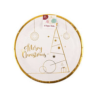 Paper Plate 225mm Xmas Gold Foil 10pk