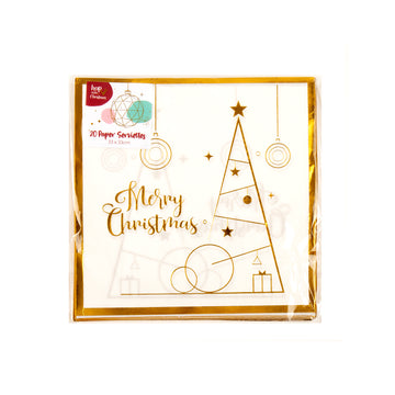 Paper Serviette Xmas Gold Foil 20pk