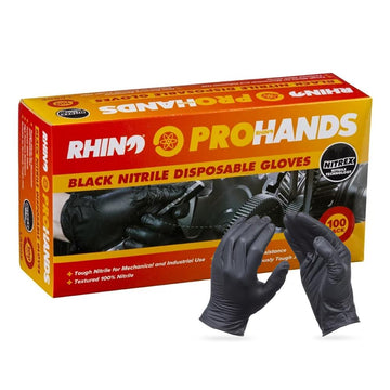 RHINO Black Nitrile Disposable Gloves 100-pack