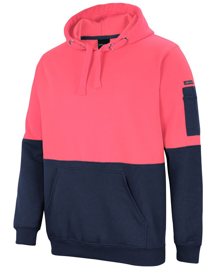 JB's Wear Hi-Vis Pullover Hoodie - Pink/Navy - UPF 50+