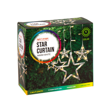 Solar Star Curtain 92 Led Lights - Warm White