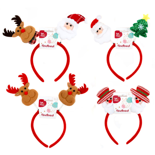 Headband Novelty Xmas 4 Asst