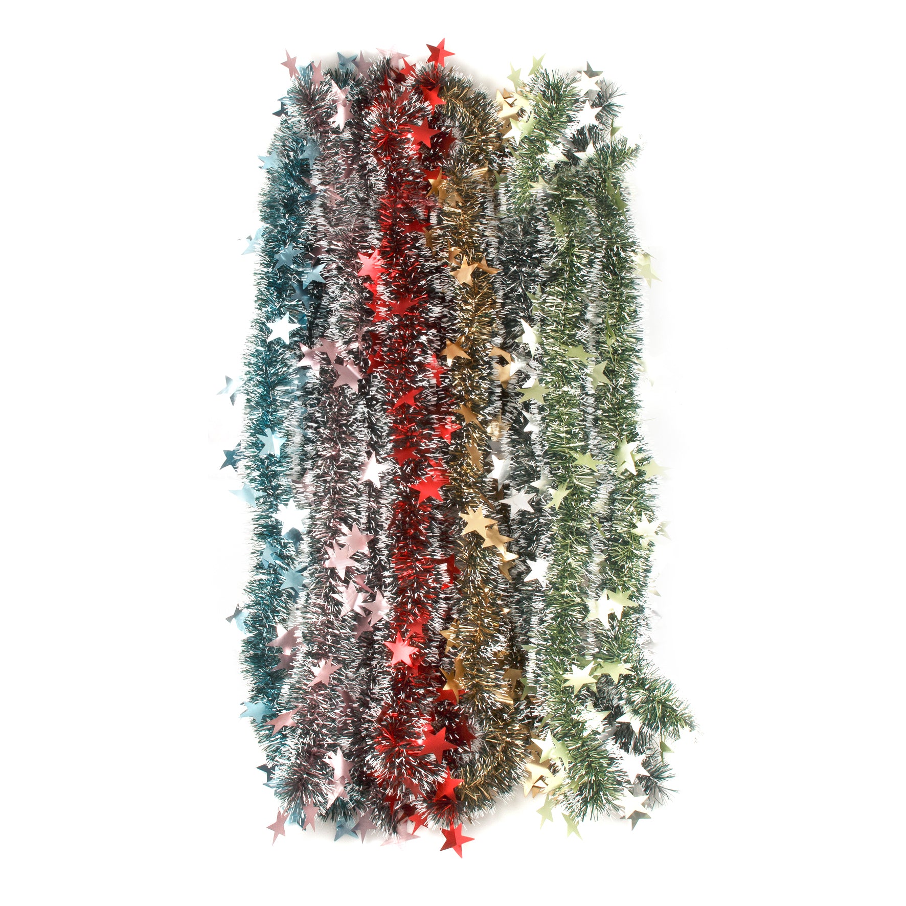 Tinsel Xmas Garland w Star 2m Asst