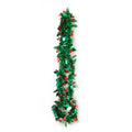 Tinsel Xmas Garland w Holly Berries & Leaves 2m