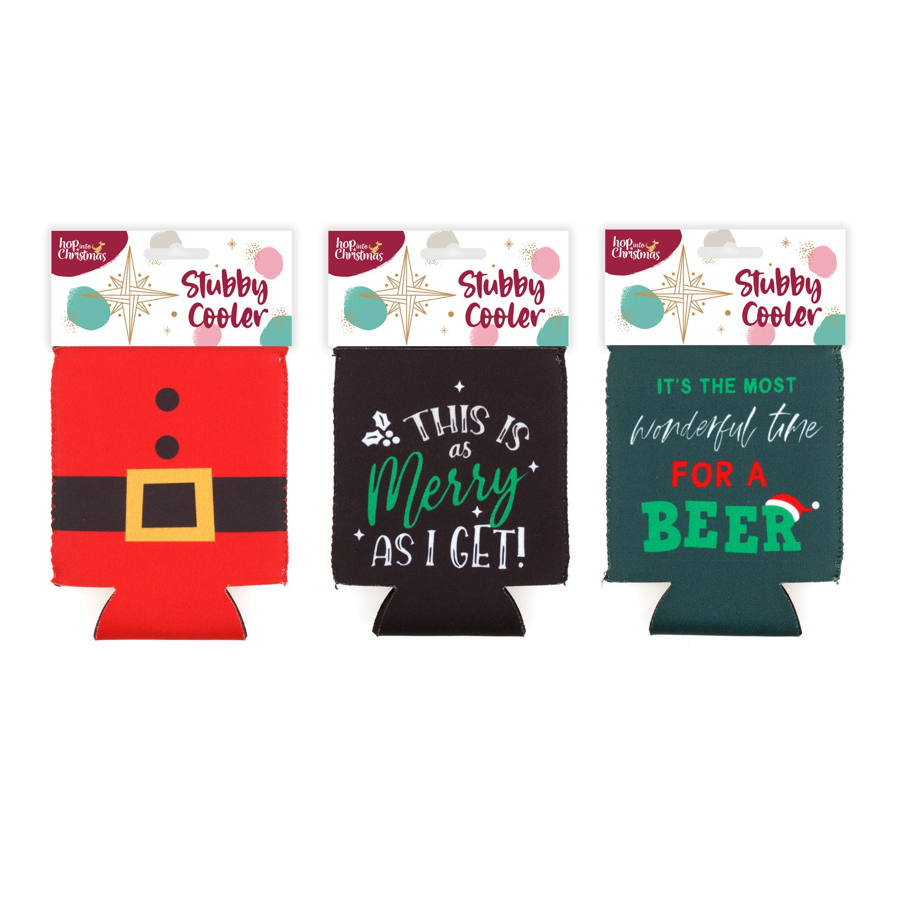 Stubby Holder Beer Xmas Asst
