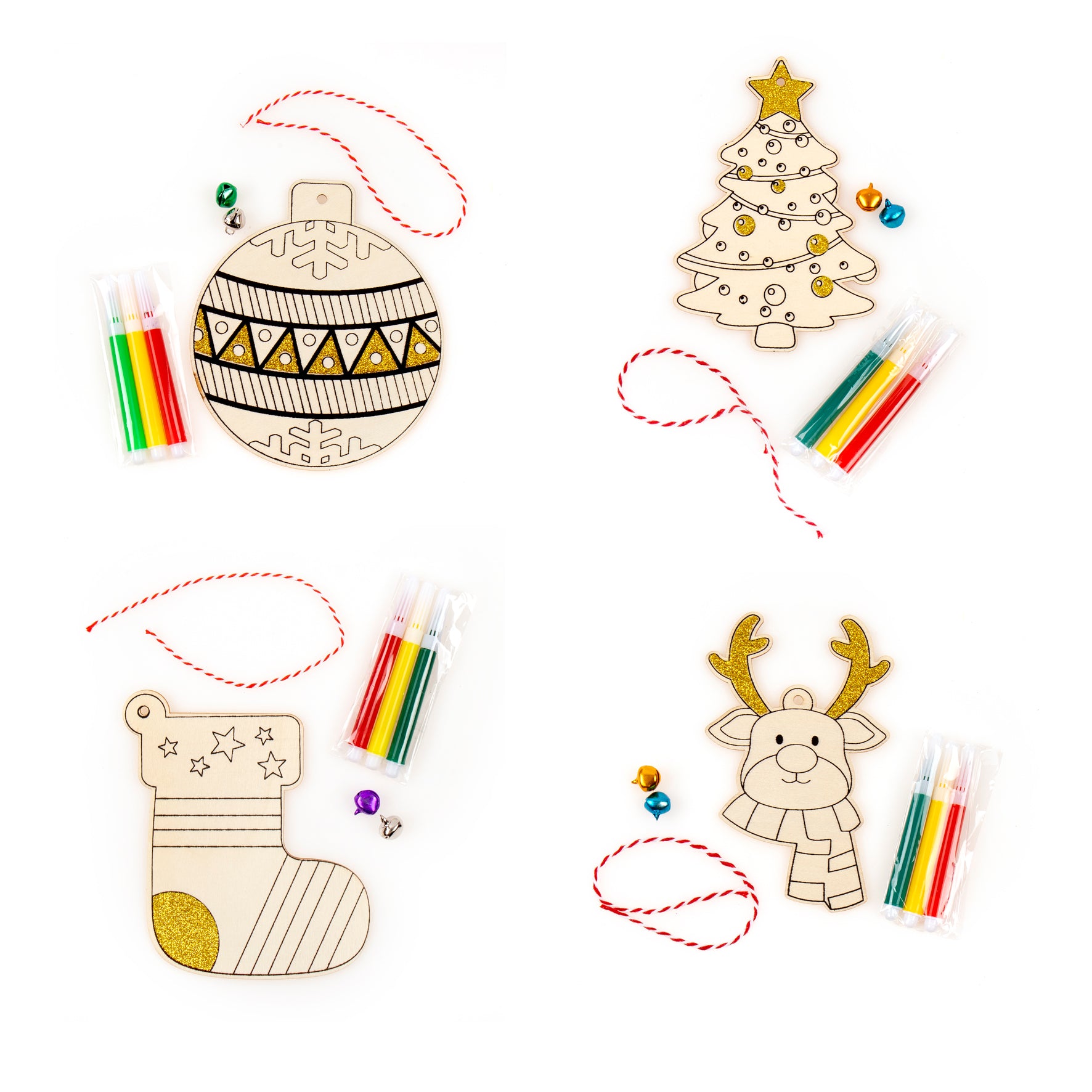 Decoration Xmas Ornaments Wooden DIY Asst