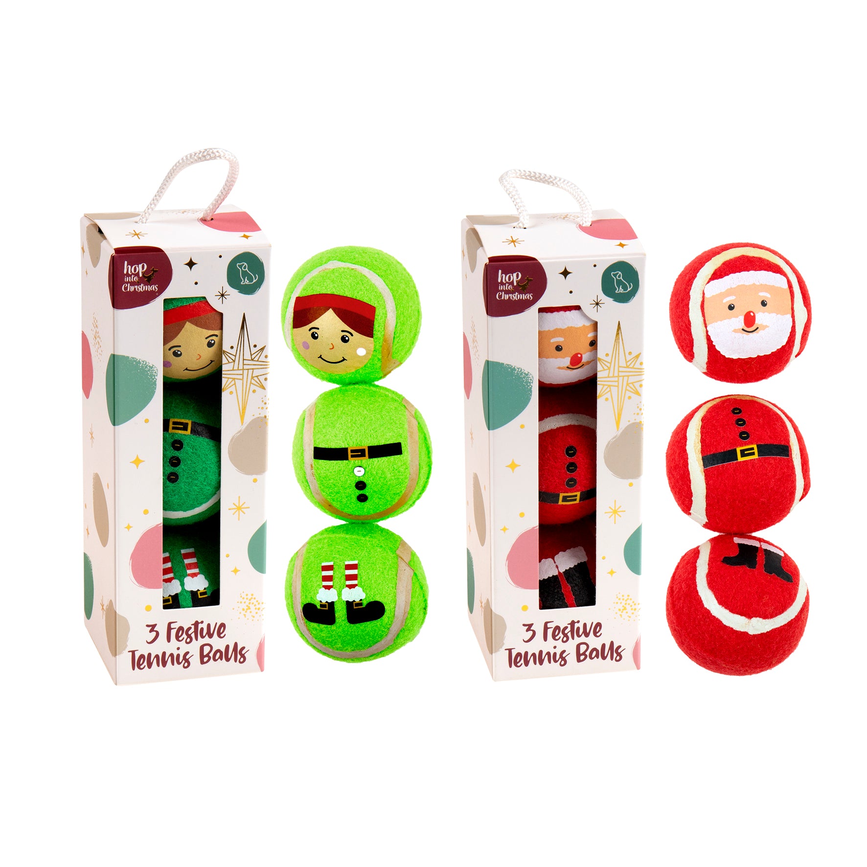 Dog Toy Xmas Tennis Balls 3pk Asst