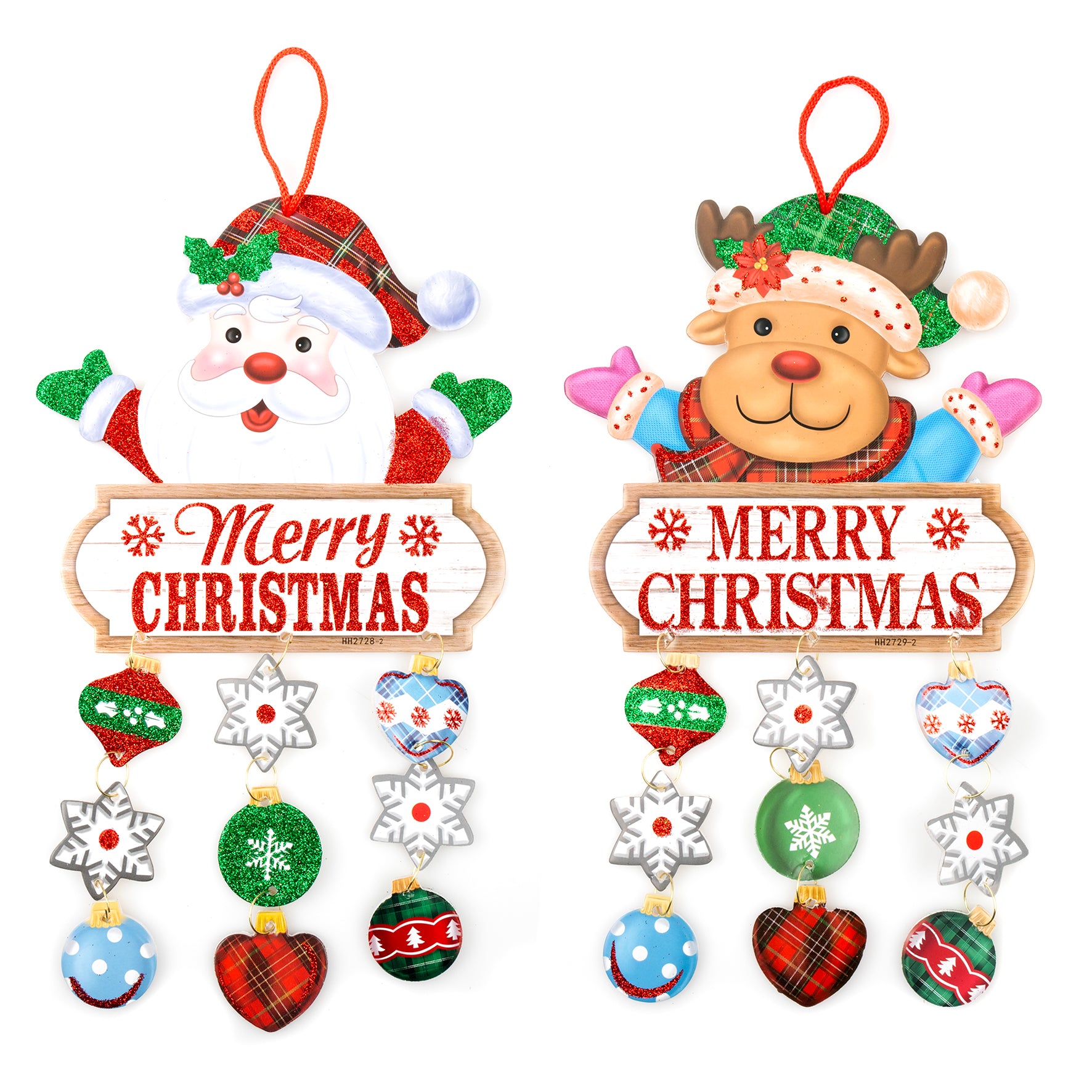 Decoration Xmas Hanging Sign Glitter Xmas 22x39cm