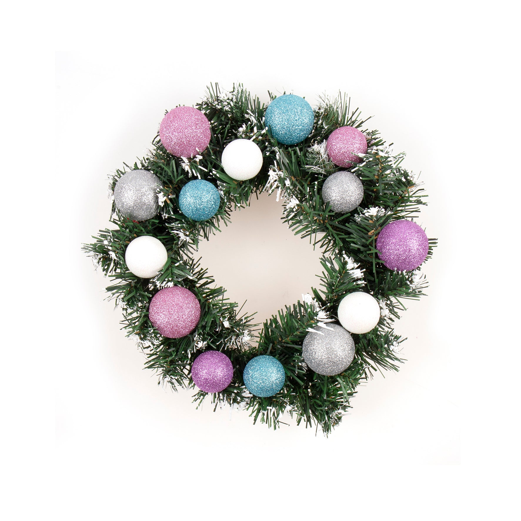 Wreath Decorated Xmas 30cm Glitter Balls