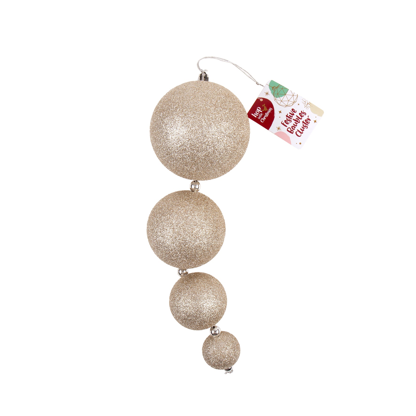 Decoration Xmas Bauble Cluster 4pk Champagne