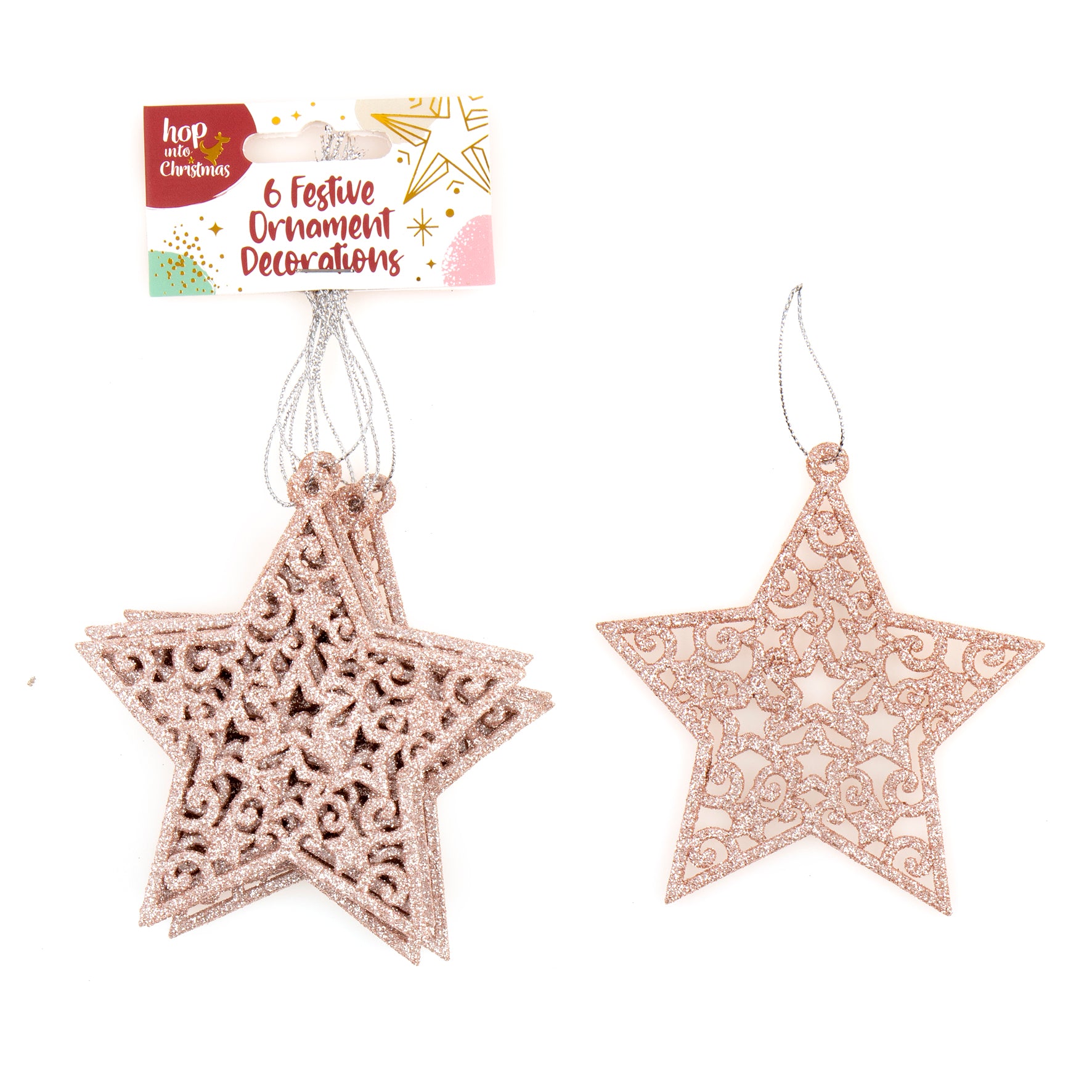 Decoration Xmas Ornaments Star 6pk