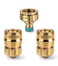 HOLMAN 12mm Brass Hose Connector Set - Grip n Lock