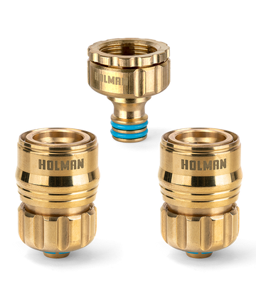 HOLMAN 12mm Brass Hose Connector Set - Grip n Lock