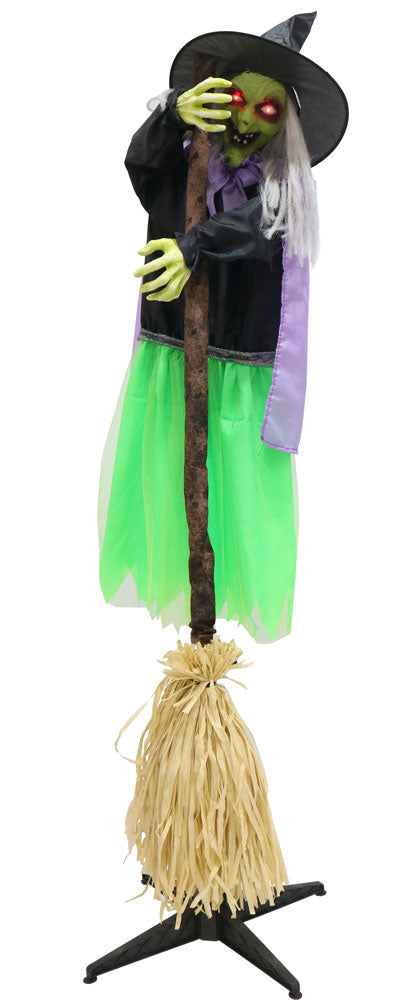 Animated Standing Witch with Broom  1.9m