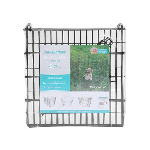 Paws & Claws Pet Play Pen 6-sided Medium 61x61cm 6 Panels