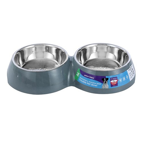 Pet Bowl Double Grey 2x 400ml