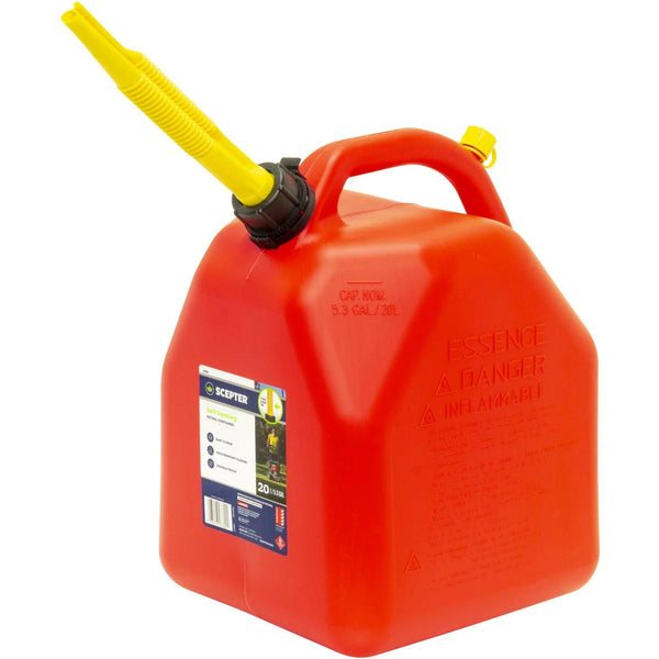 SCEPTER Jerry Can Plastic Fuel 20L Red Squat