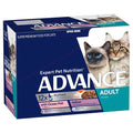 ADVANCE Cat Adult with Ocean Fish in Jelly & Indoor Cat Chicken & Turkey Pouches 12 x 85g