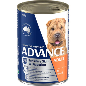 ADVANCE Sensitive Skin and Digestion Adult All Breed Chicken with Rice Cans 12 x 700g