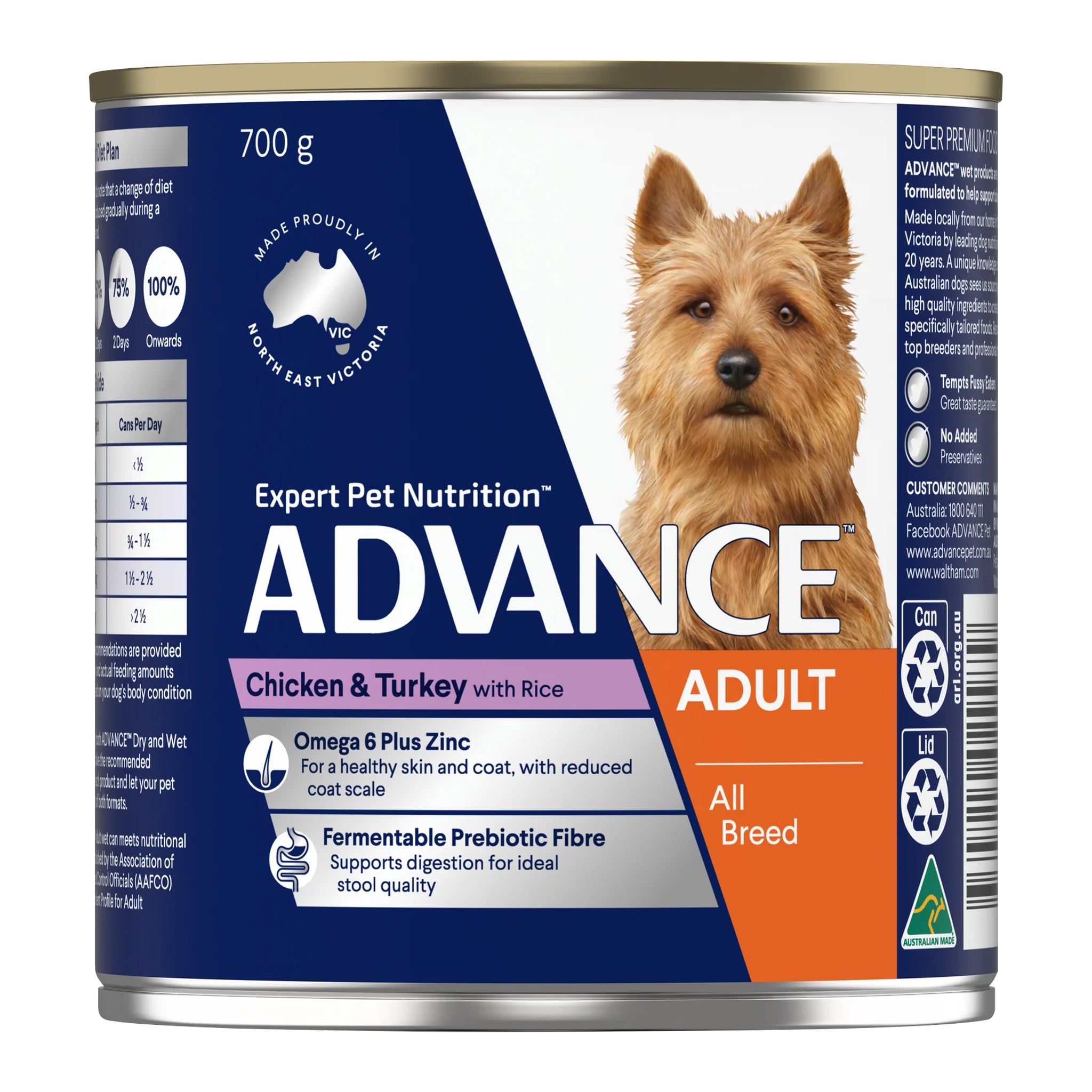Advance Adult All Breed Chicken and Turkey with Rice Cans 12 x 700g