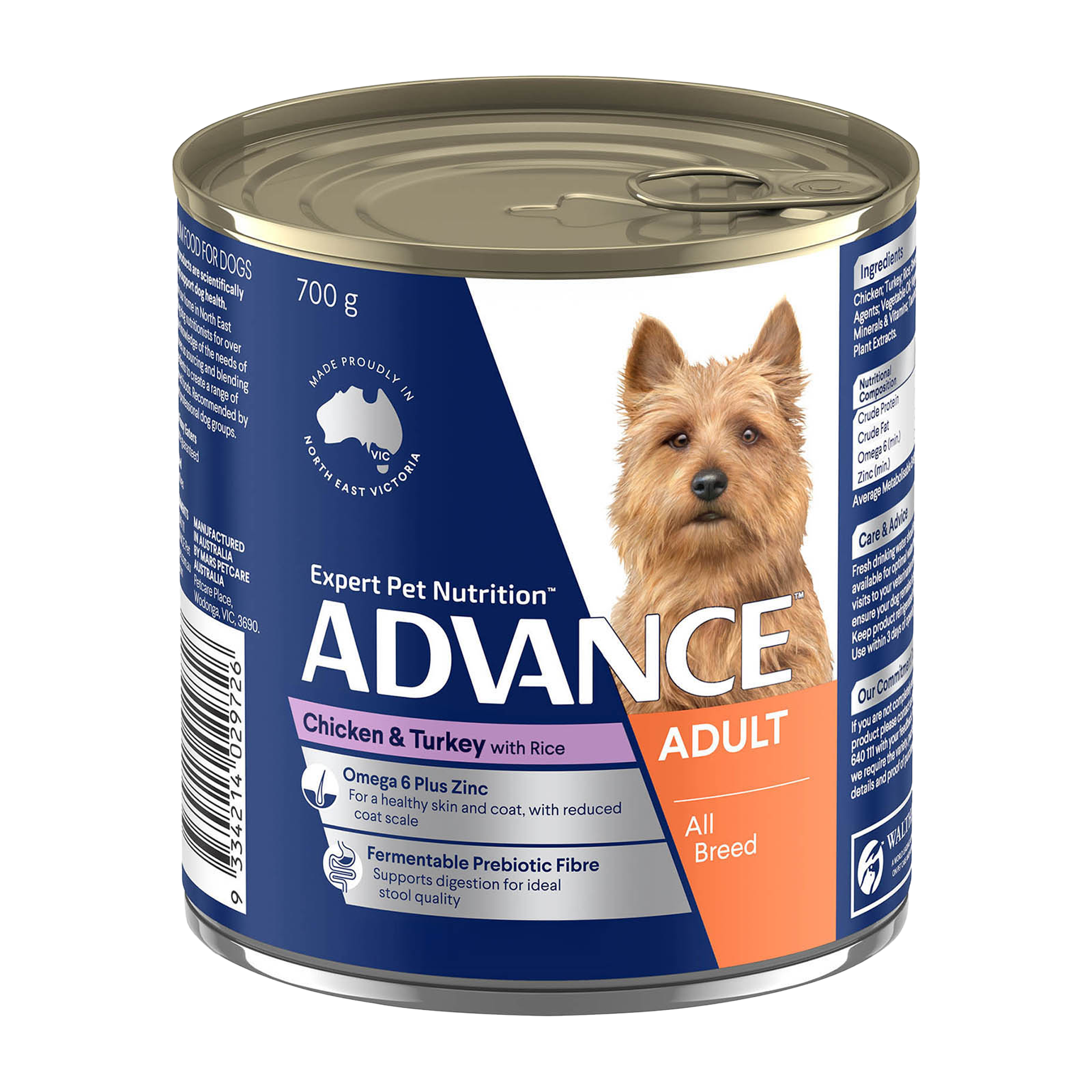 Advance Adult All Breed Chicken and Turkey with Rice Cans 12 x 700g