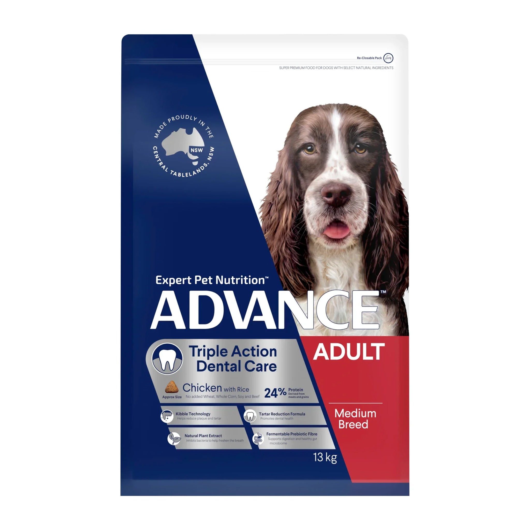 Advance Adult Medium Breed Dental Care Triple Action Chicken with Rice Dry Dog Food