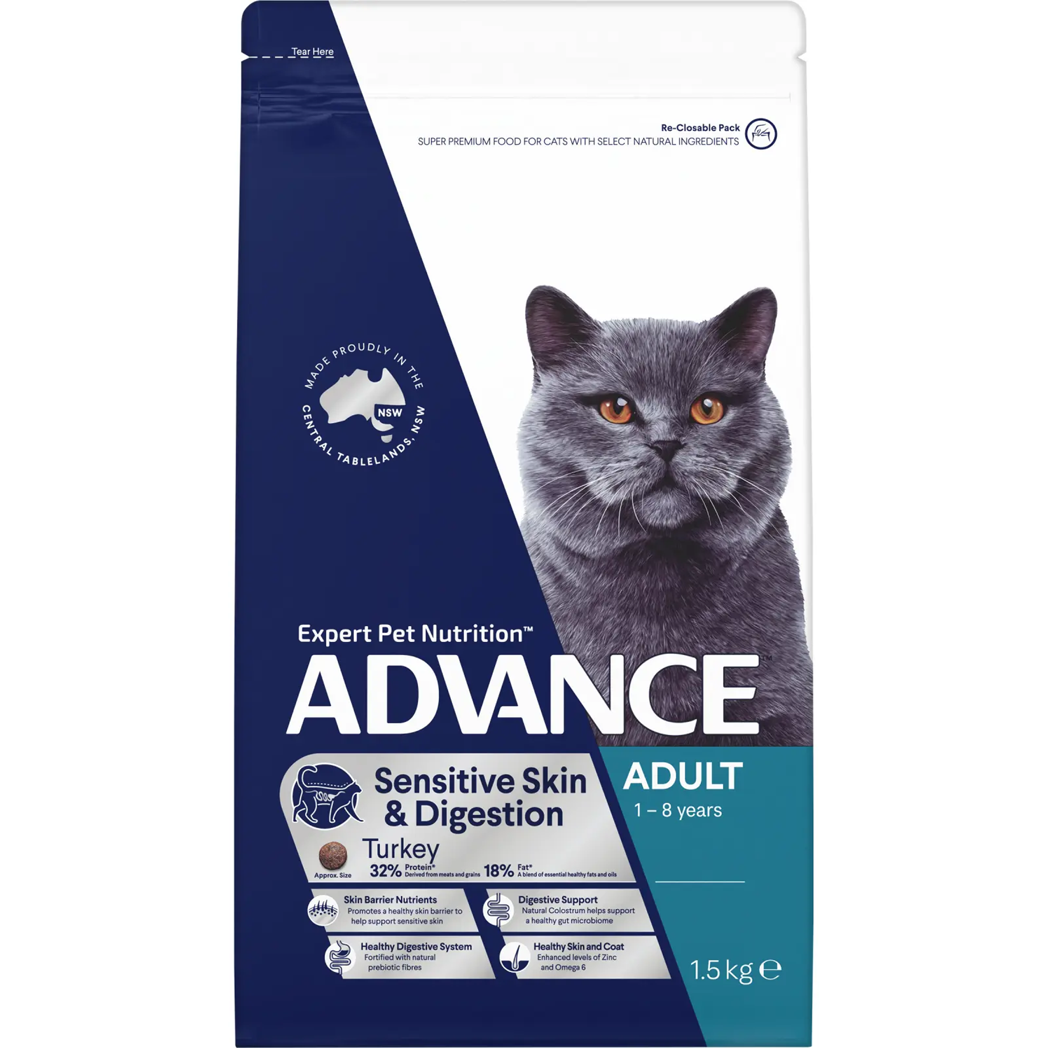 Advance Cat Adult Sensitive Skin & Digestion Turkey