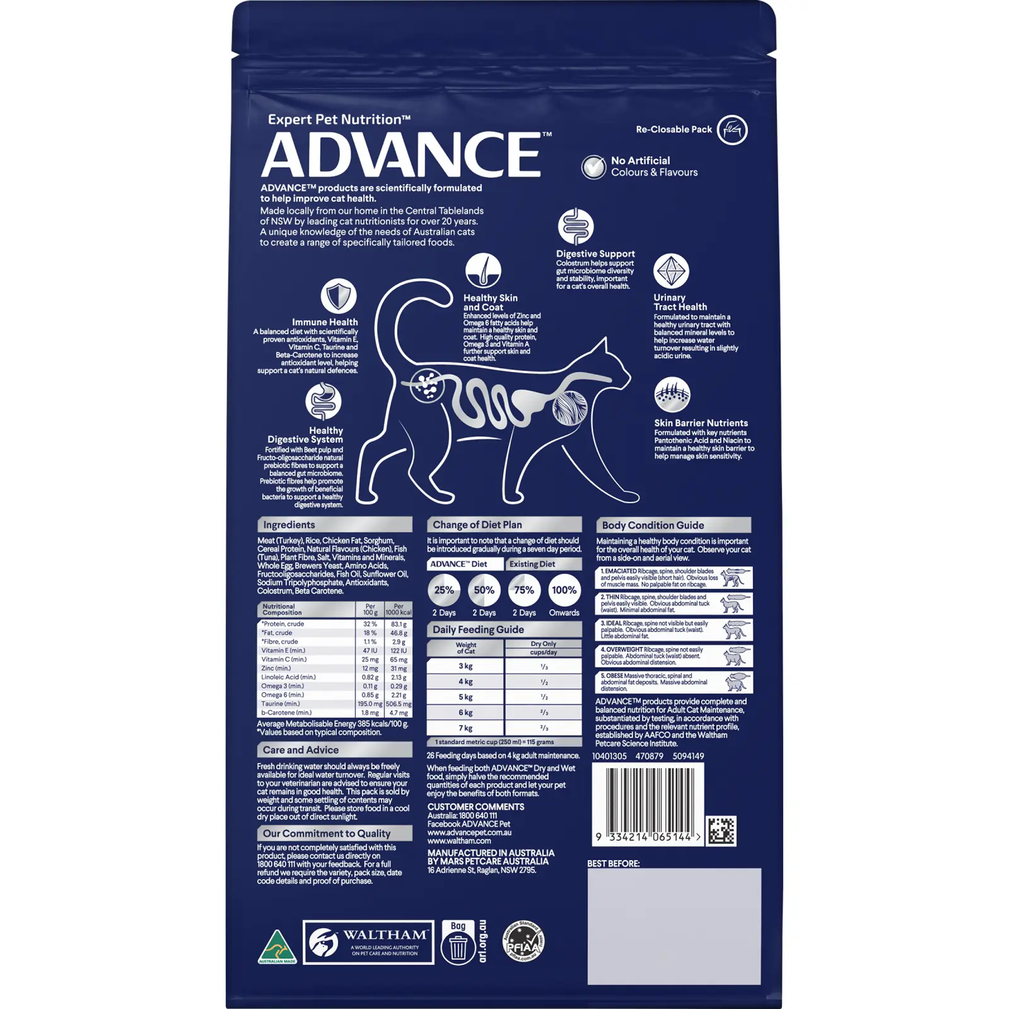 Advance Cat Adult Sensitive Skin & Digestion Turkey