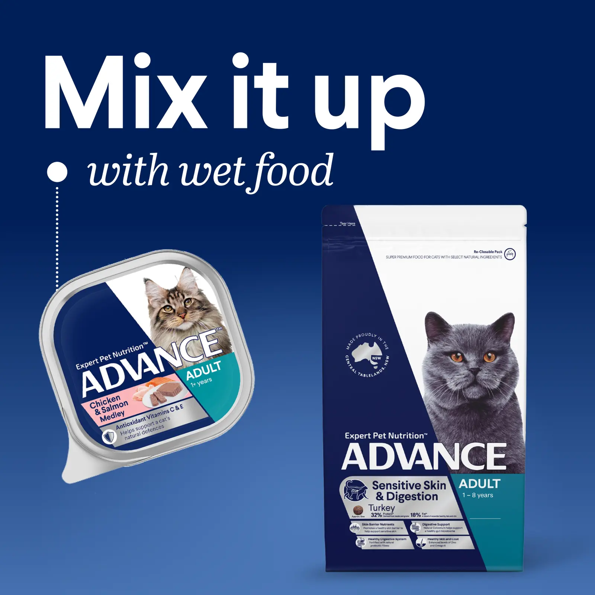 Advance Cat Adult Sensitive Skin & Digestion Turkey
