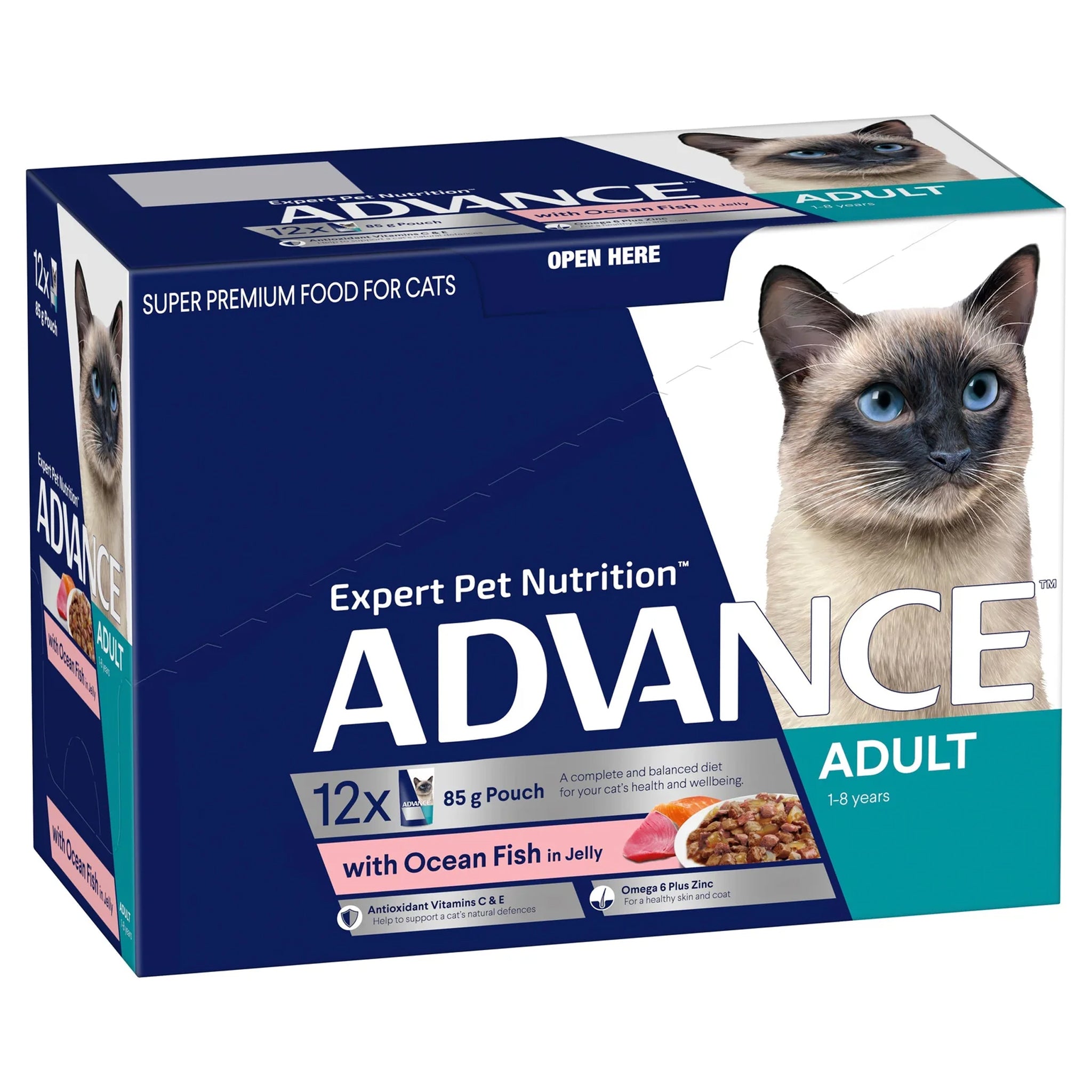 Advance Cat Cat Adult Ocean Fish in Jelly Pouches 12 x 85g