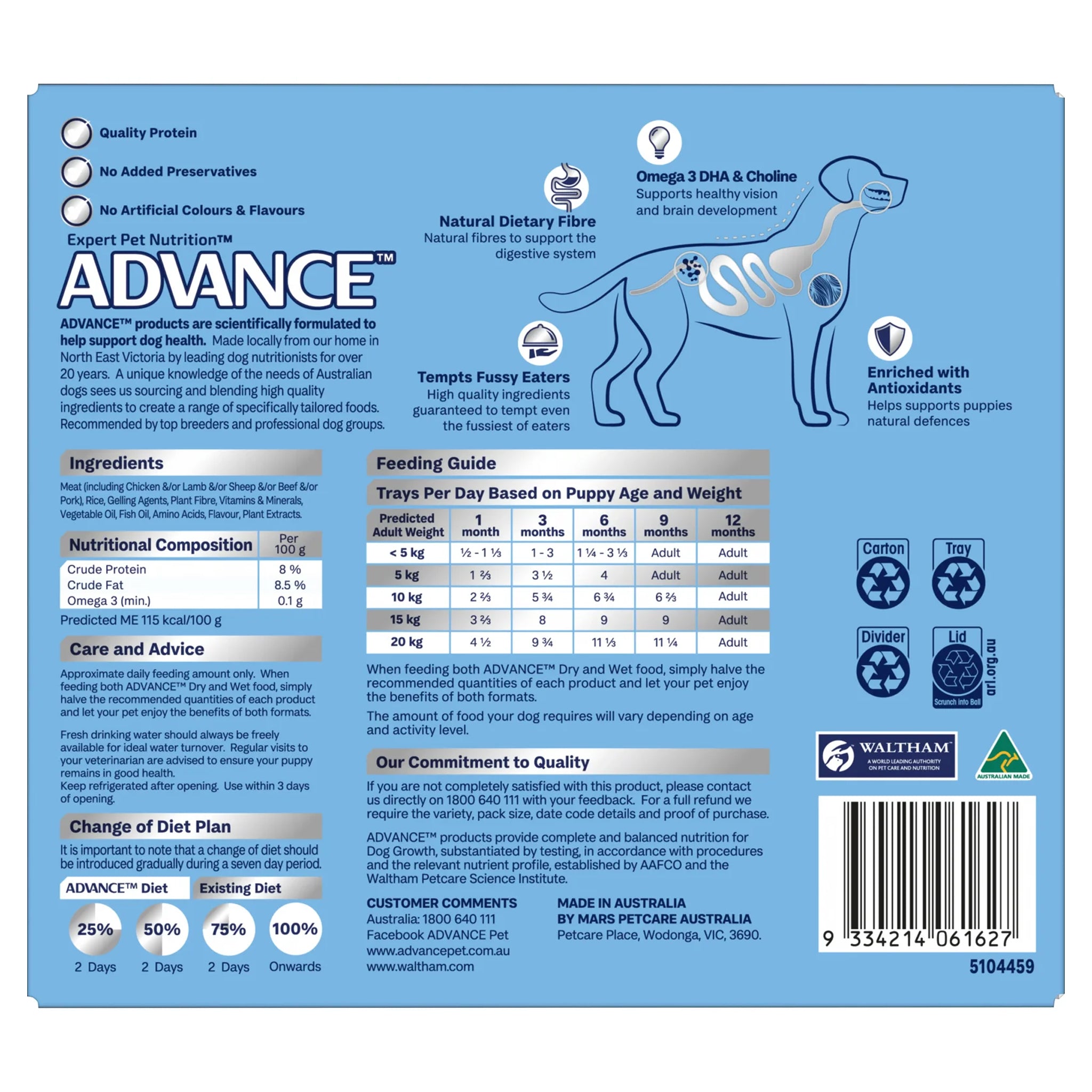 Advance Puppy Lamb and Rice Trays 12 x 100g
