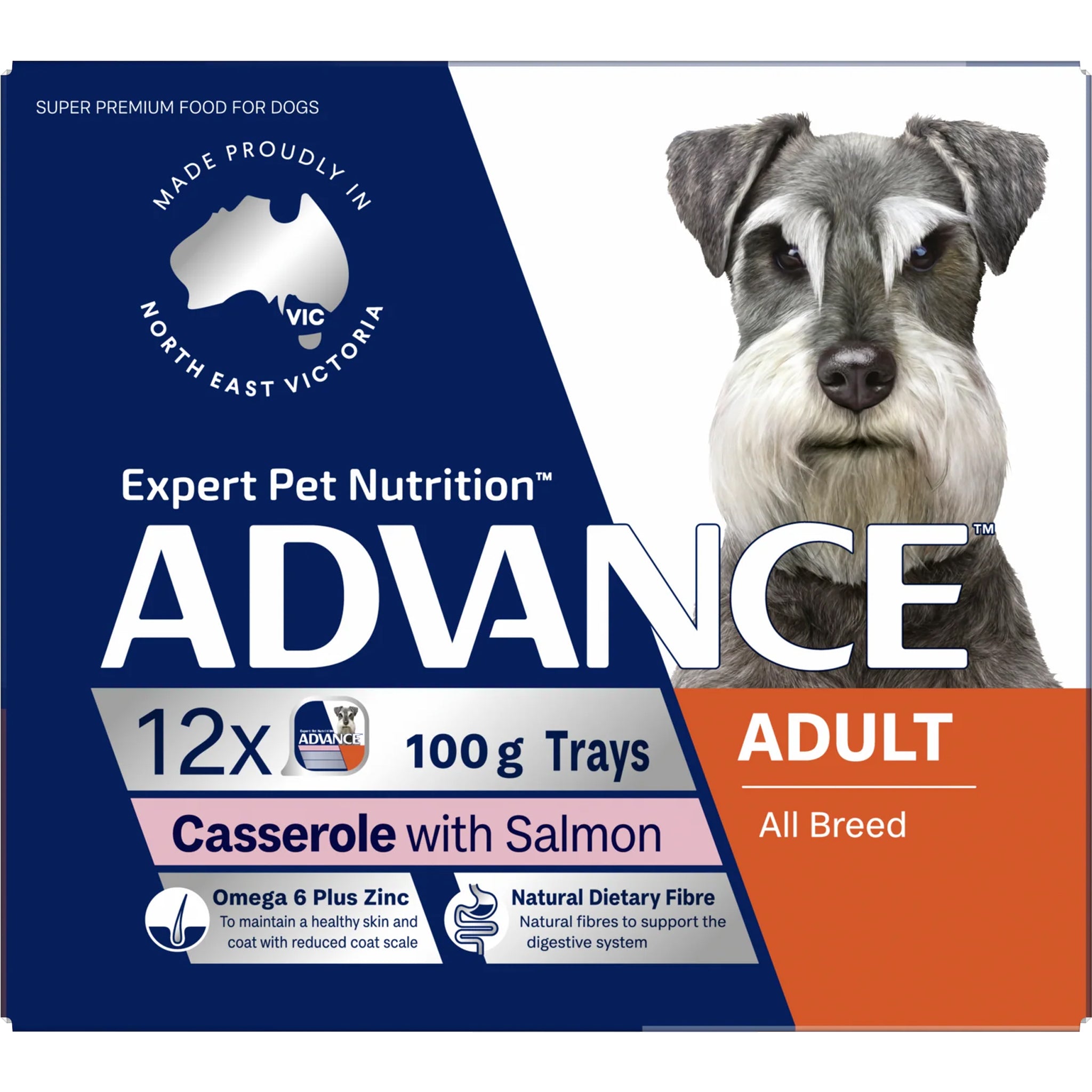 Advance Adult All Breed Salmon Casserole Trays 12 x 100g
