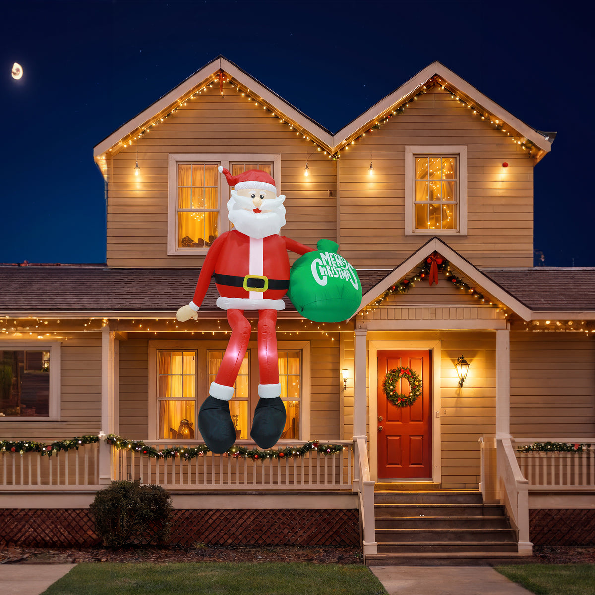 Inflatable Roof Santa with Sack 220cm